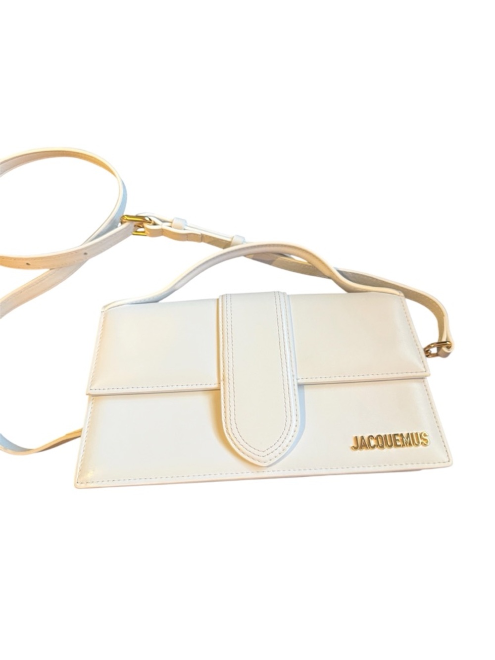 Jacquemus Cream Le Bambino Crossbody Bag with Gold Logo
